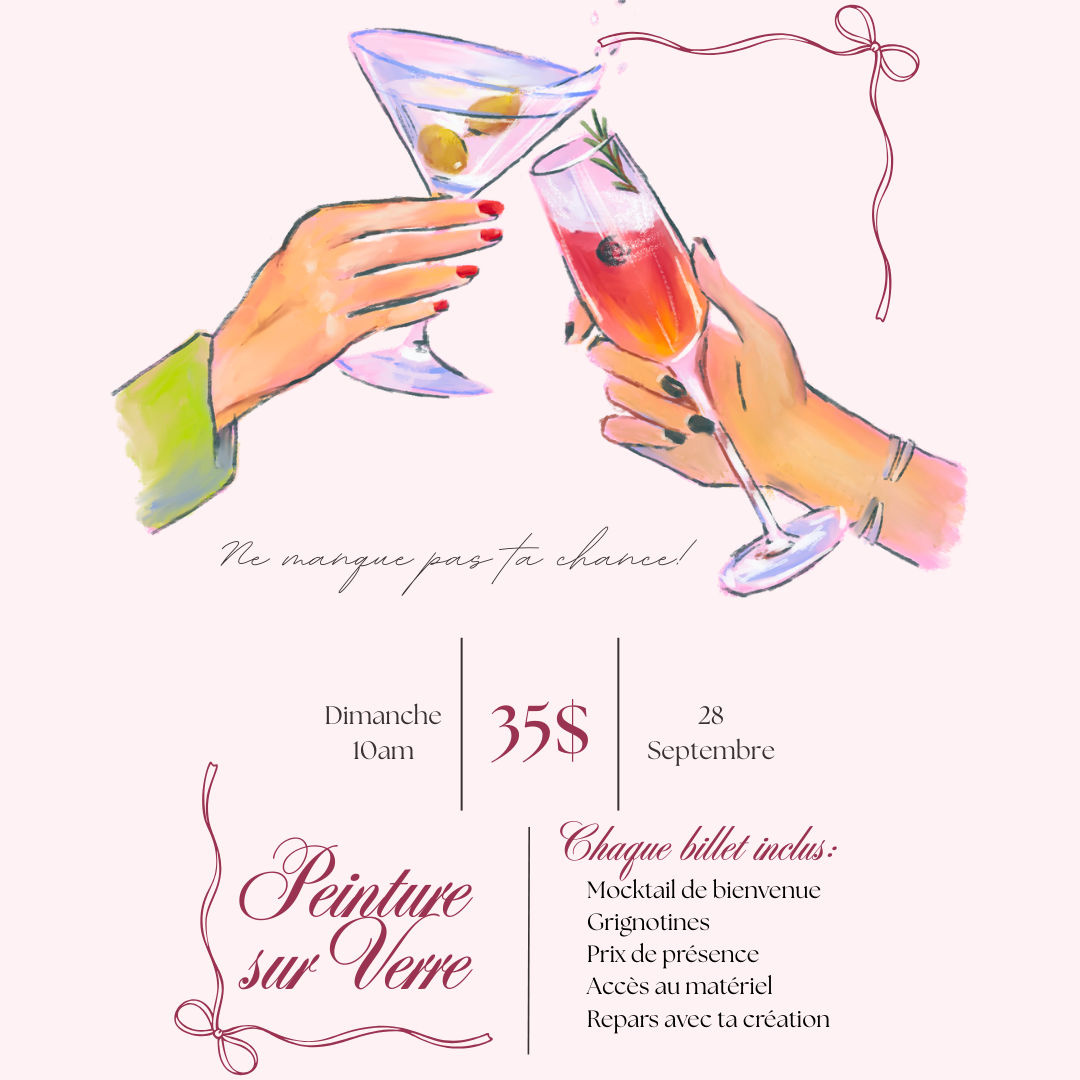 Matinée CréaClub – Peinture sur verre | Girls Brunch créatif à Saguenay