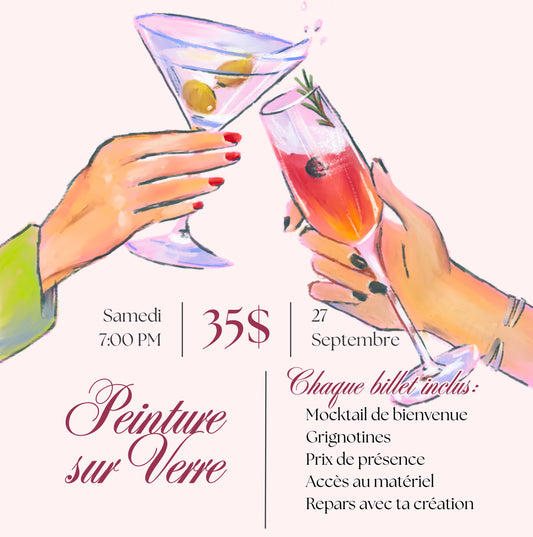 Soirée CréaClub – Peinture sur verre | Girls Night créatif à Saguenay